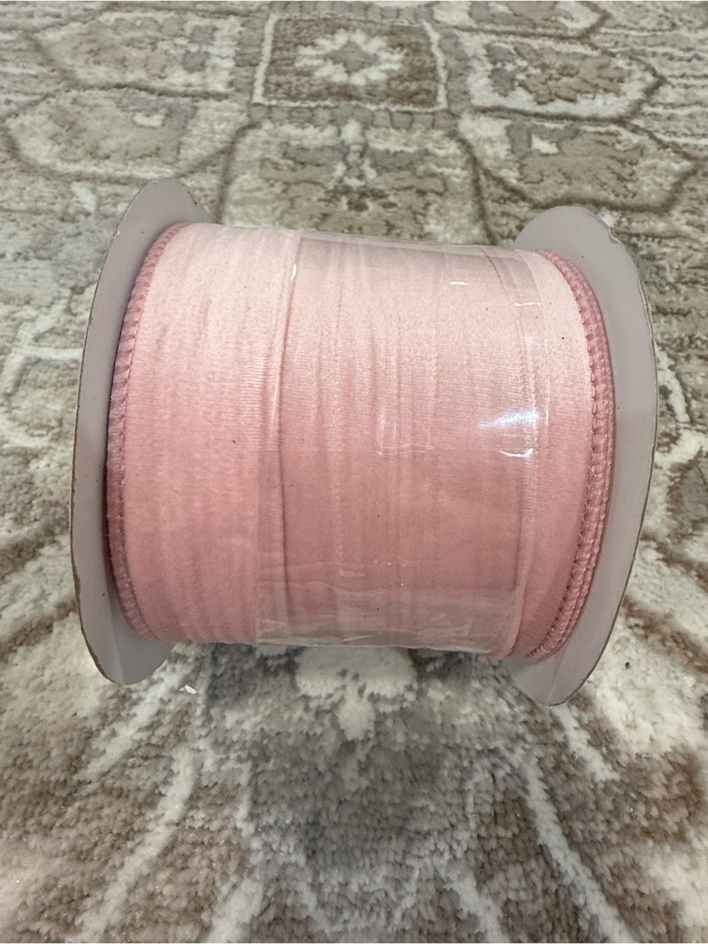 Soft Pink Velvet Ribbon Spool - Home Accents